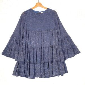 Altar'd State Leopard Print Tiered Babydoll Mini Dress Size XS